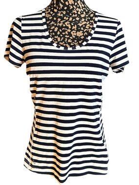 Lole blue & White Striped Scoop Neck Short Sleeve Top